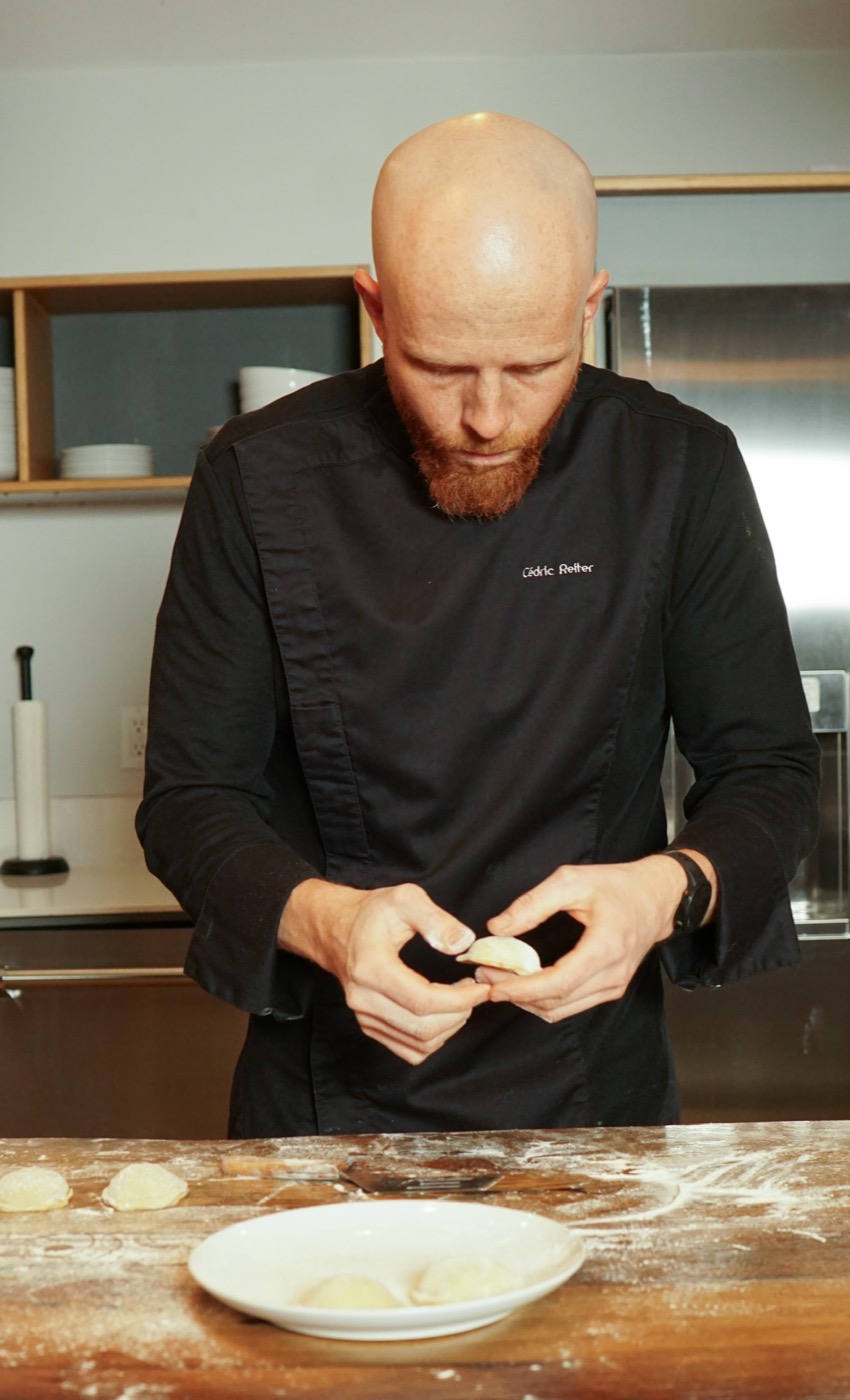 Chef Cedric Reiter shaping dough by hand